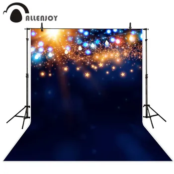 Allenjoy fotografijos mėlyname fone žvaigždžių lemputes bokeh Fotografijos studija fone studija fone vinilo