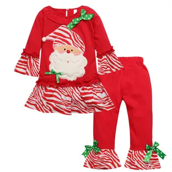 Gimdymo Roupa Mergaičių Mados Kalėdų Senelis Dress + Antblauzdžiai Su Dapple Kalėdų Aprangos Komplektai Vaikams, Medvilnės Drabužius
