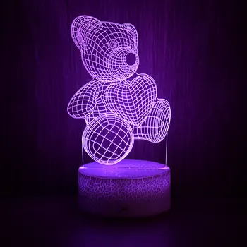 7 Spalvų 3D LED Lempos Kūrybos Naktį Žibintai Naujovė Iliuzija Naktį Lempos DC 5V USB Stalo Lempa Namų dekoro Dovana Vaikas