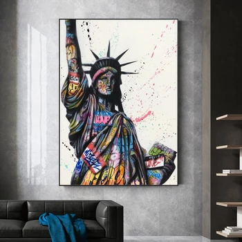 Laisvės statula Grafiti Meno Drobė Paveikslų ant Sienos Menas, Plakatų ir grafikos Abstrakčiai Gatvės Menas Sienos Nuotraukas Namų Dekoro
