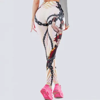 Moterų Suspaudimo Antblauzdžiai 3D Aukšto Ruožas Herojė Kariai Jeggings Kelnės Fitness Roko Diskoteka Aukšto Liemens Kelnės Fitness Legging