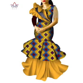 Plus Size Afrikos Suknelės Moterims Afrikos Drabužius Afrikos Suknelė Spausdinti dashiki afrikos suknelės moterims Ankara Suknelė WY7937