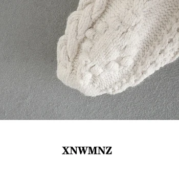 XNWMNZ za moterų mados megztiniai megztinis su V-kaklo, ilgomis rankovėmis pompom mygtukai Tekstūra Pynimo Megztas Megztinis Moteriška Viršutiniai drabužiai Elegantiškos Viršų