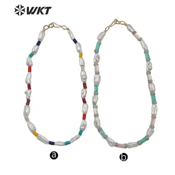 WT-JN113 populiarus baroko perlas ir turquoi se karoliukai, karoliai, spalvingų karoliukų su perlų vėrinį moteris mados karoliai 5VNT/daug