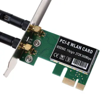 PCI-E 300Mbps Bevielio Tinklo plokštė PCI Express WI-fi, WLAN, Kortelių Adapteris su Antena PC Kompiuterių Priedai