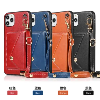 Mados Crossbody maišelis Dizainas, Odinis Telefono dėklas Skirtas iPhone XS 12 mini Pro 11 Max 7 8 Plus SE 2020 X XR Minkštas Kortelės Paketas Apima