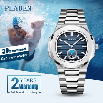 PLADEN Chronograph Watch Vyrų Top Brand Prabanga Vandeniui Kvarcinis Laikrodis, Rudos Odinės Sporto Laikrodis Relogio Masculino 2020 m.