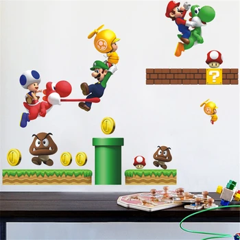 Mielas Super Mario Sienų Lipdukai Vaikų Kambario, miegamojo Apdailos Animaciją Žaidimas Gerbėjai Sienos Lipdukai Meno Vaikų Gimtadienio Dovana