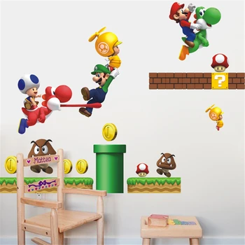 Mielas Super Mario Sienų Lipdukai Vaikų Kambario, miegamojo Apdailos Animaciją Žaidimas Gerbėjai Sienos Lipdukai Meno Vaikų Gimtadienio Dovana
