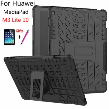Atsparus smūgiams Sunkiųjų atveju, Huawei MediaPad M3 Lite 10 Atvejų, Silikono bei PC Šarvai Padengti M3 Lite 10 BAH-W09/AL00 10.1