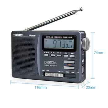 TECSUN DR-920C Digtal Ekranas Fm Radijas FM/MW/SW Multi Band Nešiojamų Radijo Full Band Laikrodis Radijas