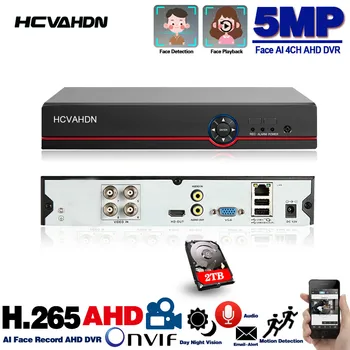 4CH HAINAUT DVR Recorder Visą 5MP Priežiūros Vaizdo įrašymo H. 265 4 Kanalų Skaitmeninis Vaizdo įrašymo įrenginys VAIZDO IP kamerų CCTV DVR 4ch