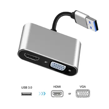 USB 3.0 HDMI VGA Adapteris 4K HD 1080P Multi-Ekranas 2in1 USB į HDMI Konverteris, Garso ir Vaizdo Kabelis, skirtas 