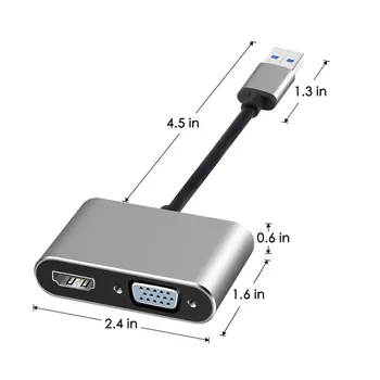 USB 3.0 HDMI VGA Adapteris 4K HD 1080P Multi-Ekranas 2in1 USB į HDMI Konverteris, Garso ir Vaizdo Kabelis, skirtas 