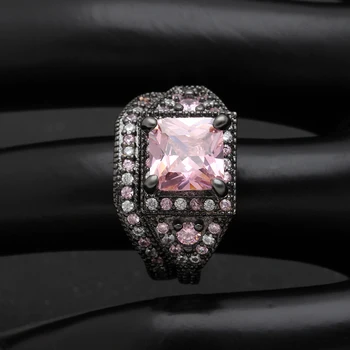 Kubinis cirkonis žiedai moterų dalyvavimas juodojo aukso-violetinė spalva rausva derliaus dovanų bižuterijos vestuvinis žiedas rinkinys