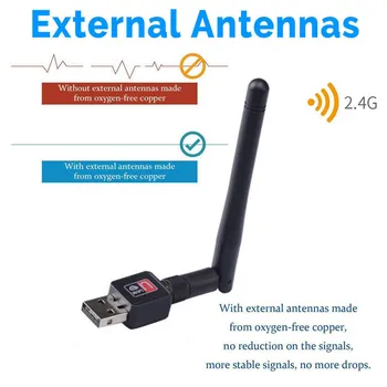 Wifi Adapteris, USB Wi Fi, USB, Ethernet, Wifi Dongle MT7601 8188 Antena, 