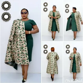 Afrikos Drabužius 4XL Plius Dydis Suknelė Afrikos Suknelės Moterims Dviejų dalių Komplektas Tracksuit Ilgas Kailis&O-Kaklo Suknelė Tiktų Aukštos Kokybės