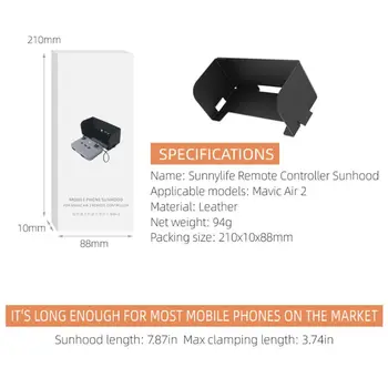 Sunnylife Mini2/Mavic Air2 nuotolinio valdymo mobiliojo telefono gaubtas sulankstomas anti-reflective odos šviesos barjerą