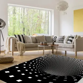 Naujas 3D Kilimų kilima Grindų Kilimėlis Iliuzija, Mat Spiralės Stačiakampio Kilimų 3D Geometrinis Grindų Padas Kambarį Miegamasis