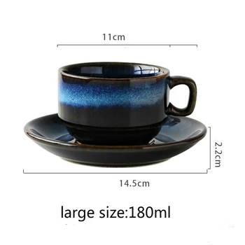 Madingas porceliano keramikos meistras kavos puodelio ir patiekalas nustatyti kūrybos pusryčiai taurės popietės arbata Japonijos paprasta Mėlyna