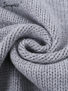 Simplee Rudens žiemos mezgimo ilgas megztinis Moteriška minkštas laisvas megztinis moterų megztinis kailis Priežastinis šiltas megztinis megztinis viršutinių drabužių siuvimas