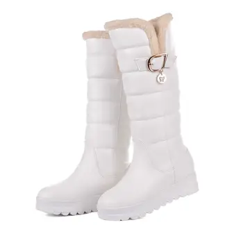 ASUMER Didelio dydžio 34-43 vidurio blauzdos batai, suapvalinti tne med aukštakulniai platformos moterų batai aukštos kokybės pu odos storio žiemos sniego batai