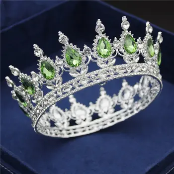 Spalvingas Crystal Crown Galvos Papuošalai, Vestuviniai Ratas Nuotaka Diadem Vestuvių Crown Royal Queen Rožančiai Plaukų Papuošalai, Aksesuarai