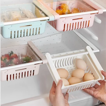 Reguliuojamas Tampus Šaldytuvas Organizatorius Krepšelį Šaldytuvas Pull-out Stalčiai Šviežių Tarpiklis Sluoksnis Virtuvės stalčiuko