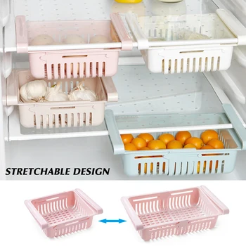 Reguliuojamas Tampus Šaldytuvas Organizatorius Krepšelį Šaldytuvas Pull-out Stalčiai Šviežių Tarpiklis Sluoksnis Virtuvės stalčiuko
