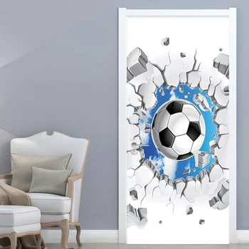 PVC Lipnios Vandeniui Durų Lipdukas 3D Futbolo Mėlynas Dangus Sienų Tapetai Vaikų Miegamasis Namų Dekoro Siena Lipdukas Plakatas