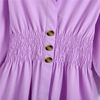Za 2020 Elastinga Juosmens Midi Marškinėliai Suknelė Moterims Atlapas Apykakle Ilgomis Rankovėmis Elegantiškas Suknelės Mados Priekiniai Mygtuką Atsitiktinis Moteris Suknelės