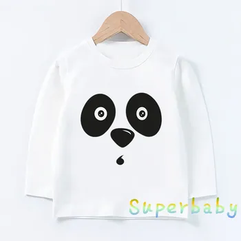 Vaikai Mielas Panda Veido Animacinių filmų Spausdinti marškinėliai Kūdikių Berniukų, Mergaičių Atsitiktinis Juokinga Viršūnės Vaikai Long Sleeve T-shirt,LKP2084