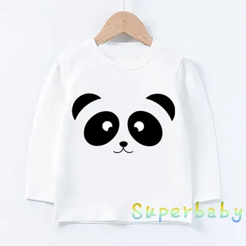 Vaikai Mielas Panda Veido Animacinių filmų Spausdinti marškinėliai Kūdikių Berniukų, Mergaičių Atsitiktinis Juokinga Viršūnės Vaikai Long Sleeve T-shirt,LKP2084