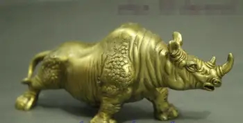 Kinija Grynas Varis Žalvaris Feng shui Stiprus Laukinių raganosio Rhino Statula, Skulptūra