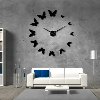 Dekoratyvinis Veidrodis, Sieninis Laikrodis Pobūdžio Plaukioja Drugiai Modernaus Dizaino Prabangūs 