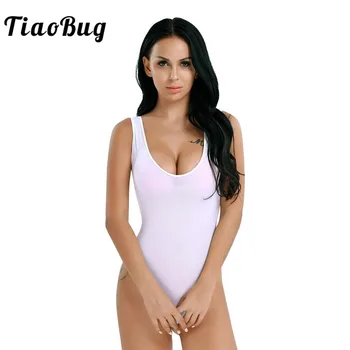 TiaoBug Hot Sexy Moteris Vien Akies apatinis Trikotažas vientisas Žr.-per Didelis Supjaustyti Thong Leotard Skaidrus Bodysuit Erotiniai naktiniai drabužiai