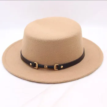 SUOGRY 2018 Naujų Rudens Mados Vilnos moteriškos Juodos Fedora Skrybėlę Lady Platus Kraštų Džiazo Bažnyčios Bžūp Derliaus Panama Top Hat
