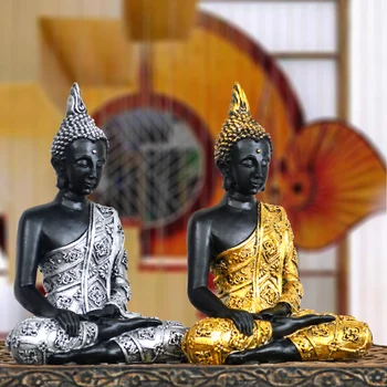 Naujas rankų darbo budos statula dervos namų puošybai pietryčių azijoje dekoratyvinis auksinis buda amatų sodas mažas, religijos skulptūra