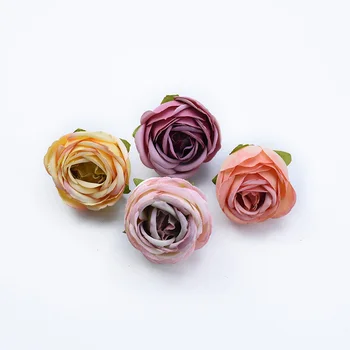 100vnt 4.5 cm Arbatos rožės galvą vestuvių dekoratyvinės gėlės, vestuviniai aksesuarai patvirtinimo kalėdų dekoro namų dirbtinės gėlės