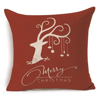 Kalėdų vakarėlį apdaila, elnių, snaigės modelio pagalvėlė padengti, linas 45x45cm aikštėje raudona pagalvė