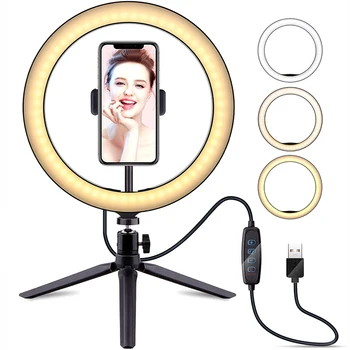 16cm/26cm Fotografijos LED Selfie Šviesos Žiedas su Trikojo, Fotoaparato Studija Makiažas Ringlight Telefono skambutis, Lempos 