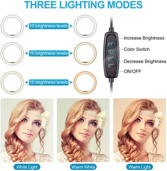 16cm/26cm Fotografijos LED Selfie Šviesos Žiedas su Trikojo, Fotoaparato Studija Makiažas Ringlight Telefono skambutis, Lempos 