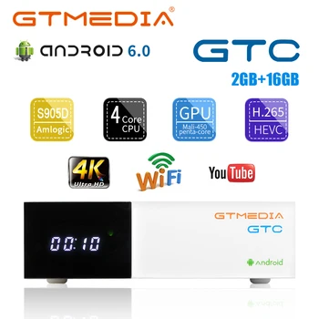GTmedia GTC Palydovinis Imtuvas: DVB-S2/T2/Kabelinė ISDBT android 6.0 paramą Netflix, 