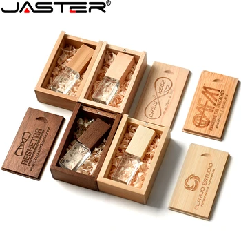 JASTER nauja nemokama LOGO kristalų medinė dėžutė, USB 2.0 64GB 32GB 16GB 8GB 4GB stick, usb 