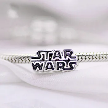 925 sterling silver DIY karoliukai, klasikinis Star Wars Sidabro 3D Logotipas Žavesio apyrankės papuošalai