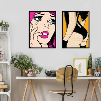 Abstrakčios Spalvos Drobė, Tapyba Seksualus Amerikos Mergina, Plakatų ir grafikos Sienos Pop Art Nuotrauką Kambarį Namo Apdaila Cuadros