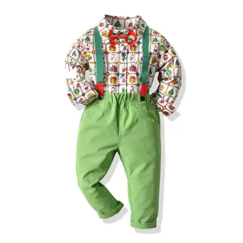 2020 Naują Kalėdų Baby Vaikų Rinkiniai Džentelmenas Berniukų Drabužiai Nustatomas Pokylio Drabužių Megztinis marškinėliai Atsitiktinis Elastingas Dirželis Komplektai