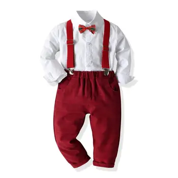 2020 Naują Kalėdų Baby Vaikų Rinkiniai Džentelmenas Berniukų Drabužiai Nustatomas Pokylio Drabužių Megztinis marškinėliai Atsitiktinis Elastingas Dirželis Komplektai