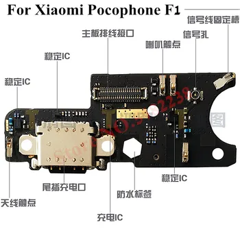 Originalus USB Įkrovimo Dokas Uosto Flex kabelis Xiaomi PocoPhone F1 Poco F1 Įkroviklio kištuką lenta su Mikrofonu atsarginės dalys
