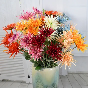 3PCS Dirbtinių Gėlių Tikroviška 3-Head Chrizantemų Netikrą Gėlių Vaza Pasiimti